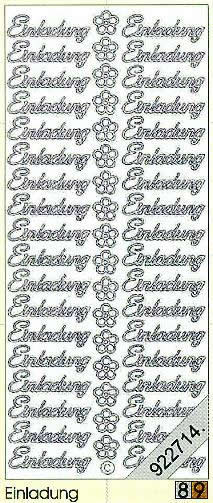 1 Stickers - 10 x 23 cm 0404 - Einladung - gold, Schriften - deutsch,  Farbe - gold,  Art - Stickers normal,  Jahreszeit - Everyday,  0404 - Einladung
