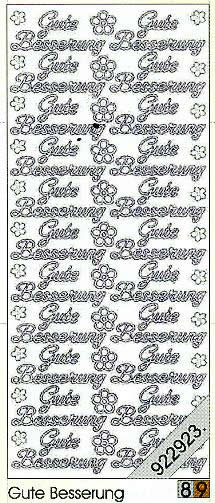 1 Stickers - 10 x 23 cm 0409 - Gute Besserung - silber, Schriften - deutsch,  Farbe - silber,  Art - Stickers normal,  Jahreszeit - Everyday,  0409 - Gute Besserung,  Blumen