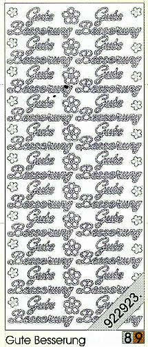 1 Stickers - 10 x 23 cm 0409 - Gute Besserung - gold, Schriften - deutsch,  Farbe - gold,  Art - Stickers normal,  Jahreszeit - Everyday,  0409 - Gute Besserung,  Blumen