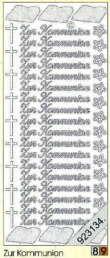 1 Stickers - 10 x 23 cm 0413 - Zur Kommunion - gold,  Ereignisse - Kommunion,  Farbe - gold,  Art - Stickers normal,  Jahreszeit - Everyday,  0413 - Zur Kommunion,  Schriften,  Buch,  Blumen,  Kreuz