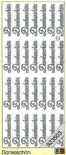 1 Stickers - 10 x 23 cm 0408 - Dankeschön - silber, Schriften - deutsch,  Farbe - silber,  Art - Stickers normal,  Jahreszeit - Everyday,  0408 - Dankeschön