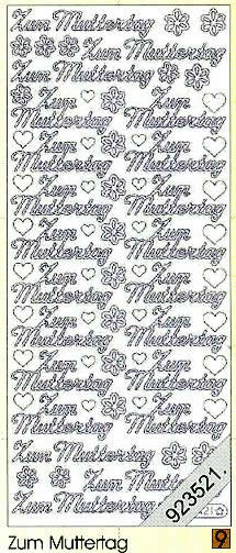 1 Stickers - 10 x 23 cm 0421 - zum Muttertag - gold, Schriften - deutsch,  Farbe - gold,  Art - Stickers normal,  Jahreszeit - Everyday,  0421 - zum Muttertag,  Blumen,  Herzen