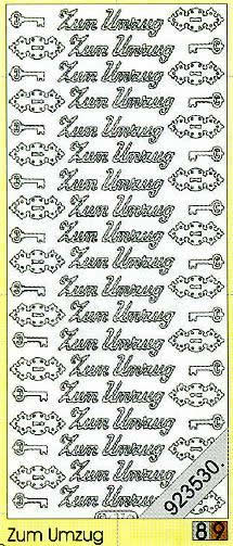 1 Stickers - 10 x 23 cm 0437 - Zum Umzug - gold, Schriften - deutsch,  Farbe - gold,  Art - Stickers normal,  Jahreszeit - Everyday,  0437 - Zum Umzug
