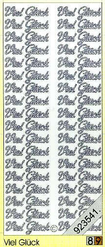 1 Stickers - 10 x 23 cm 0405 - viel Glück - silber, Schriften - deutsch,  Farbe - silber,  Art - Stickers normal,  Jahreszeit - Everyday,  0405 - viel Glück