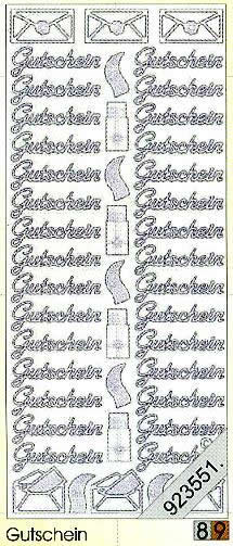 1 Stickers - 10 x 23 cm 0417 - Gutschein - gold, Schriften - deutsch,  Farbe - gold,  Art - Stickers normal,  Jahreszeit - Everyday,  0417 - Gutschein