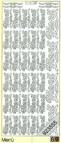 1 Stickers - 10 x 23 cm 0430 - Menü - silber, Schriften - deutsch,  Farbe - silber,  Art - Stickers normal,  Jahreszeit - Everyday,  0430 - Menü