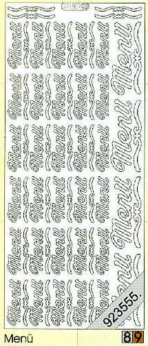 1 Stickers - 10 x 23 cm 0430 - Menü - gold, Schriften - deutsch,  Farbe - gold,  Art - Stickers normal,  Jahreszeit - Everyday,  0430 - Menü