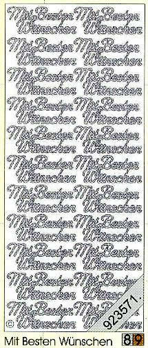 1 Stickers - 10 x 23 cm 0411 - Mit besten Wünschen - gold, Schriften - deutsch,  Farbe - gold,  Art - Stickers normal,  Jahreszeit - Everyday,  0411 - Mit besten Wünschen