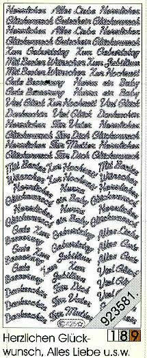 1 Stickers - 10 x 23 cm 0425 - kleine Rundt. - silber, Schriften - deutsch,  Farbe - silber,  Art - Stickers normal,  Jahreszeit - Everyday,  0425 - kleine Rundt.