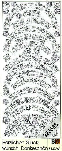 1 Stickers - 10 x 23 cm 0426 - große Rundtekst.. - silber, Schriften - deutsch,  Farbe - silber,  Art - Stickers normal,  Jahreszeit - Everyday,  0426 - große Rundtekst..