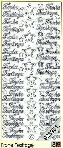 1 Stickers - 10 x 23 cm 0452 - Frohe Festtage - gold, Schriften - deutsch,  Farbe - gold,  Art - Stickers normal,  Jahreszeit - Weihnachten,  0452 - Frohe Festtage,  Sterne