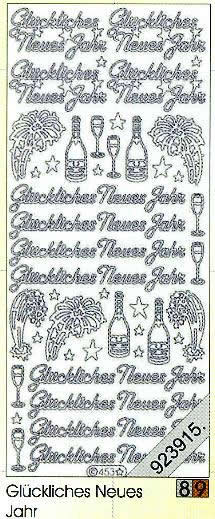 1 Stickers - 10 x 23 cm 0453 - Glückliches Neujahr - gold, Schriften - deutsch,  Farbe - gold,  Art - Stickers normal,  Jahreszeit - Weihnachten,  0453 - Glückliches Neujahr