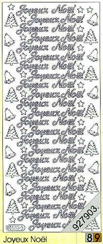 1 Stickers - 10 x 23 cm 0553 - Joyeux  Noël - silber, Schriften - französisch,  Farbe - silber,  Art - Stickers normal,  Jahreszeit - Weihnachten,  Joyeux Noel,  Glocken,  Weihnachtsbaum