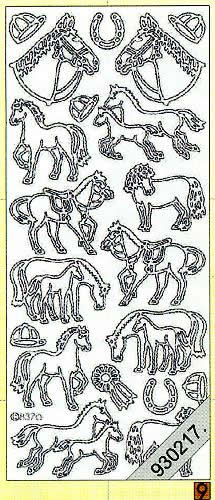 1 Stickers - 10 x 23 cm 0837 - Pferde - gold, Motiv - Tiere,  Farbe - gold,  Art - Stickers normal,  Jahreszeit - Everyday,  0837 - Pferde
