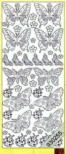 1 Stickers - 10 x 23 cm 0818 - Marienk.+ Schmetterling - multicolor, Motiv - Tiere,  Farbe - sonstige,  Art - Stickers normal,  Jahreszeit - Everyday,  Multi,  Käfer,  Schmetterlinge