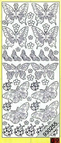 1 Stickers - 10 x 23 cm 0818 - Marienk. + Schmetterl. - gold, Motiv - Tiere,  Farbe - gold,  Art - Stickers normal,  Jahreszeit - Everyday,  0818 - Marienk. + Schmetterl.