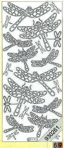 1 Stickers - 10 x 23 cm 1019 - Libelle - gold, Motiv - Tiere,  Farbe - gold,  Art - Stickers normal,  Jahreszeit - Everyday,  1019 - Libelle