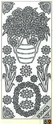 1 Stickers - 10 x 23 cm 1031 - Vase mit Blumen - gold, Motiv - Blumen,  Farbe - gold,  Art - Stickers normal,  Jahreszeit - Frühjahr,  1031 - Vase mit Blumen