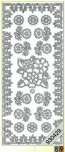 1 Stickers - 10 x 23 cm 0807 - Blumenrand - gold, Motiv - Blumen,  Farbe - gold,  Art - Stickers normal,  Jahreszeit - Everyday,  0807 - Blumenrand