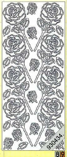 1 Stickers - 10 x 23 cm 0114 - Rosen - gold, Motiv - Blumen,  Farbe - gold,  Art - Stickers normal,  Jahreszeit - Sommer,  0114 - Rosen