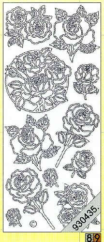 1 Stickers - 10 x 23 cm 0809 - Rosen im Kreis - gold, Motiv - Blumen,  Farbe - gold,  Art - Stickers normal,  Jahreszeit - Sommer,  0809 - Rosen im Kreis