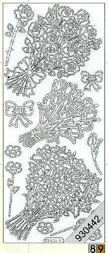 1 Stickers - 10 x 23 cm 1048 - Blumenstrauß - gold, Motiv - Blumen,  Farbe - gold,  Art - Stickers normal,  Jahreszeit - Sommer,  1048 - Blumenstrauß,  Rosen,  Tulpen