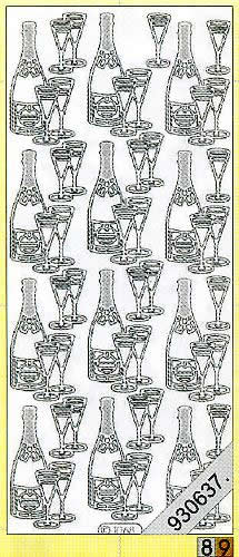 1 Stickers - 10 x 23 cm 1068 - Sekt - silber,  Farbe - silber,  Art - Stickers normal,  Jahreszeit - Everyday,  1068 - Sekt