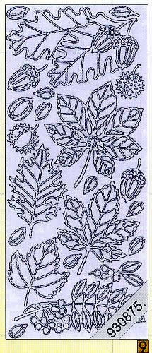 1 Stickers - 10 x 23 cm 1029 - Blatt und Eichel - gold,  Farbe - gold,  Art - Stickers normal,  Jahreszeit - Herbst,  1029 - Blatt und Eichel