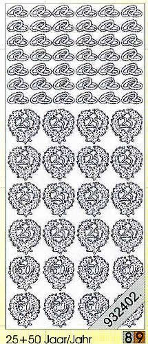1 Stickers - 10 x 23 cm 0112 - 25 Jahre + 50 jahre - silber,  Ereignisse - Feier,  Farbe - silber,  Art - Stickers normal,  Jahreszeit - Everyday,  0112 - 25 Jahr + 50 jahre