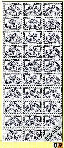 1 Stickers - 10 x 23 cm 0908 - Marken mit Ringen - silber, Farbe - silber,  Ereignisse - Hochzeit,  Art - Stickers normal,  Jahreszeit - Everyday,  0908 - Marken mit Ringen