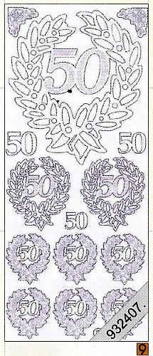 1 Stickers - 10 x 23 cm 0812 - 50 Jahre Jubiläum - gold, Farbe - gold,  Ereignisse - Feier,  Art - Stickers normal,  Jahreszeit - Everyday,  0812 - 50 Jahr Jubiläum