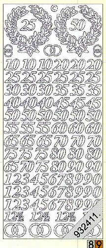 1 Stickers - 10 x 23 cm 0813 - 25+50 Jahre Ziffern - gold, Ereignisse - Feier,  Farbe - gold,  Art - Stickers normal,  Jahreszeit - Everyday,  0813 - 25+50 Jahr Ziffern