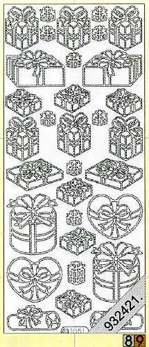 1 Stickers - 10 x 23 cm 1051 - Geschenkschachtel - gold, Farbe - gold,  Ereignisse - Sonstige,  Art - Stickers normal,  Jahreszeit - Everyday,  1051 - Geschenkschachtel