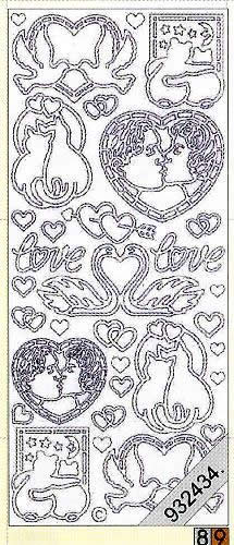 1 Stickers - 10 x 23 cm 0800 - Liebe - silber, Farbe - silber,  Ereignisse - Sonstige,  Art - Stickers normal,  Jahreszeit - Everyday,  0800 - Liebe