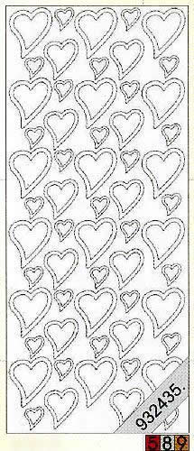 1 Stickers - 10 x 23 cm 0120 - Herzen - gold, Motiv - Herzen,  Farbe - gold,  Art - Stickers normal,  Jahreszeit - Everyday,  0120 - Herzen