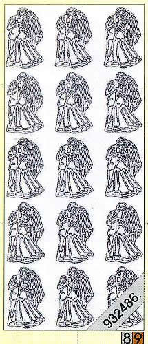 1 Stickers - 10 x 23 cm 0109 - Heiraten - silber, Farbe - silber,  Ereignisse - Hochzeit,  Art - Stickers normal,  Jahreszeit - Everyday,  0109 - Heiraten