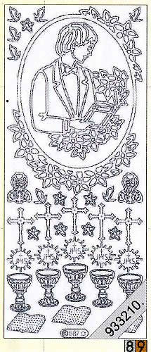 1 Stickers - 10 x 23 cm 0887 - Kommunion Jungen - gold, Farbe - gold,  Ereignisse - Kommunion,  Art - Stickers normal,  Jahreszeit - Everyday,  0887 - Kommunion Jungen,  Konfirmation,  Kelch,  Kreuz,  Bibel