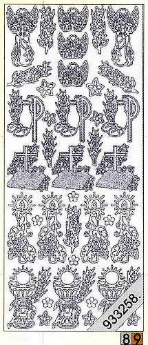 1 Stickers - 10 x 23 cm 0883 - Kondolenz - silber, Farbe - silber,  Ereignisse - Trauer,  Art - Stickers normal,  Jahreszeit - Everyday,  0883 - Kondolenz