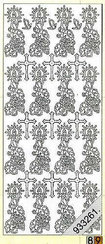 1 Stickers - 10 x 23 cm 0896 - Kerze und Kreuz - silber, Ereignisse - Feier,  Farbe - silber,  Art - Stickers normal,  Jahreszeit - Everyday,  0896 - Kerze und Kreuz