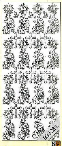 1 Stickers - 10 x 23 cm 0896 - Kerze und Kreuz - gold, Farbe - gold,  Ereignisse - Feier,  Art - Stickers normal,  Jahreszeit - Everyday,  0896 - Kerze und Kreuz