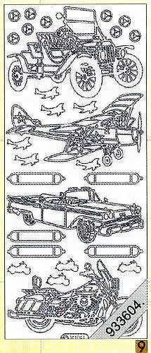 1 Stickers - 10 x 23 cm 1009 - PKW, Flugzeug, Motorrad - gold, Farbe - gold,  Motiv - Verkehr,  Art - Stickers normal,  Jahreszeit - Everyday,  1009 - PKW,  Flugzeug,  Motorrad