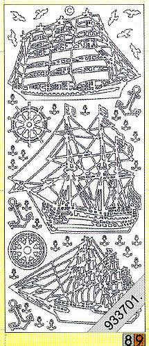 1 Stickers - 10 x 23 cm 1010 - Segelboot - silber, Farbe - silber,  Art - Stickers normal,  Jahreszeit - Everyday,  1010 - Segelboot
