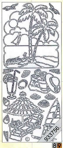 1 Stickers - 10 x 23 cm 1012 - Palmenstrand - gold,  Farbe - gold,  Art - Stickers normal,  Jahreszeit - Everyday,  1012 - Palmenstrand,  Urlaub