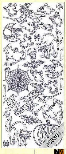 1 Stickers - 10 x 23 cm 0919 - Halloween Hexe + Fledermaus - schwarz,  Farbe - schwarz,  Art - Stickers normal,  Jahreszeit - Herbst,  0919 - Halloween Hexe + Fledermaus