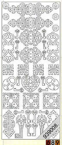 1 Stickers - 10 x 23 cm 1041 - Schlüssel+Schloß - gold,  Farbe - gold,  Art - Stickers normal,  Jahreszeit - Everyday,  1041 - Schlüssel+Schloß