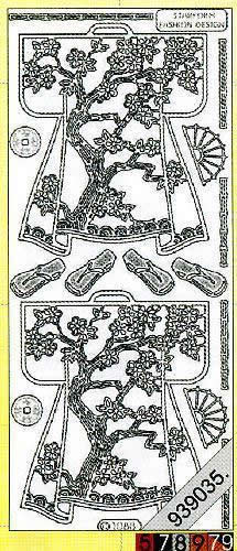 1 Stickers - 10 x 23 cm 1088 - Kimono`s hinten - gold - schwarz,  Farbe - gold,  Art - Stickers normal,  Jahreszeit - Everyday,  1088 - Kimono`s hinten