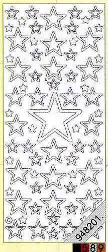 1 Stickers - 10 x 23 cm 0856 - Sterne I - silber,  Farbe - silber,  Art - Stickers normal,  Jahreszeit - Weihnachten,  0856 - Sterne I