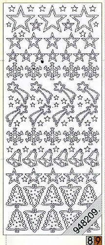 1 Stickers - 10 x 23 cm 0853 - Sterne+Glocken+Baum - gold,  Farbe - gold,  Art - Stickers normal,  Jahreszeit - Weihnachten,  0853 - Sterne+Glocken+Baum