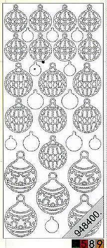 1 Stickers - 10 x 23 cm 0974 - Kugeln - gold,  Farbe - gold,  Art - Stickers normal,  Jahreszeit - Weihnachten,  0974 - Baumschmuck