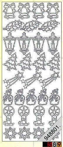 1 Stickers - 10 x 23 cm 0960 - Baum - gold,  Farbe - gold,  Art - Stickers normal,  Jahreszeit - Weihnachten,  0960 - Baum,  Laternen,  Schneemann,  Kerze,  Glocken,  Ilex